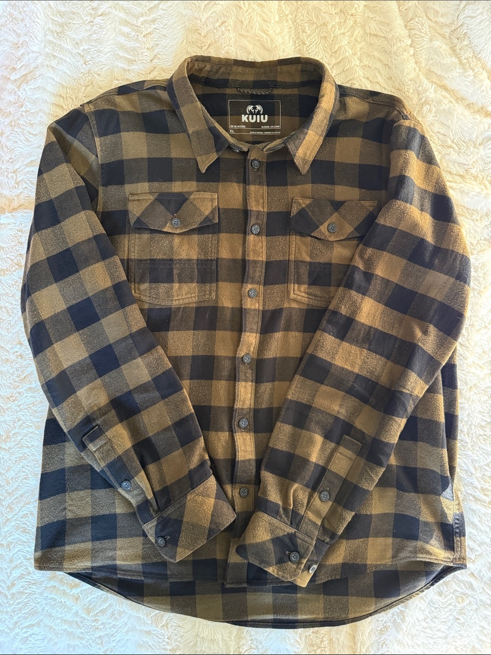 KUIU Brown and Black Buffalo Plaid Button-Down Shirt